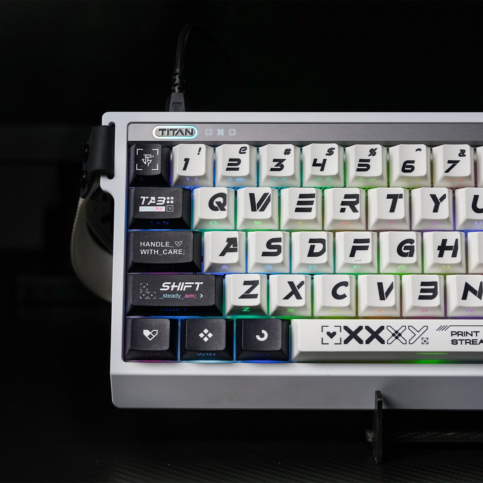 TITANNATION CS2 Printstream Keycaps 130-key OEM PC Dye Sub Compatible with Wooting 60HE V2-Side Caps