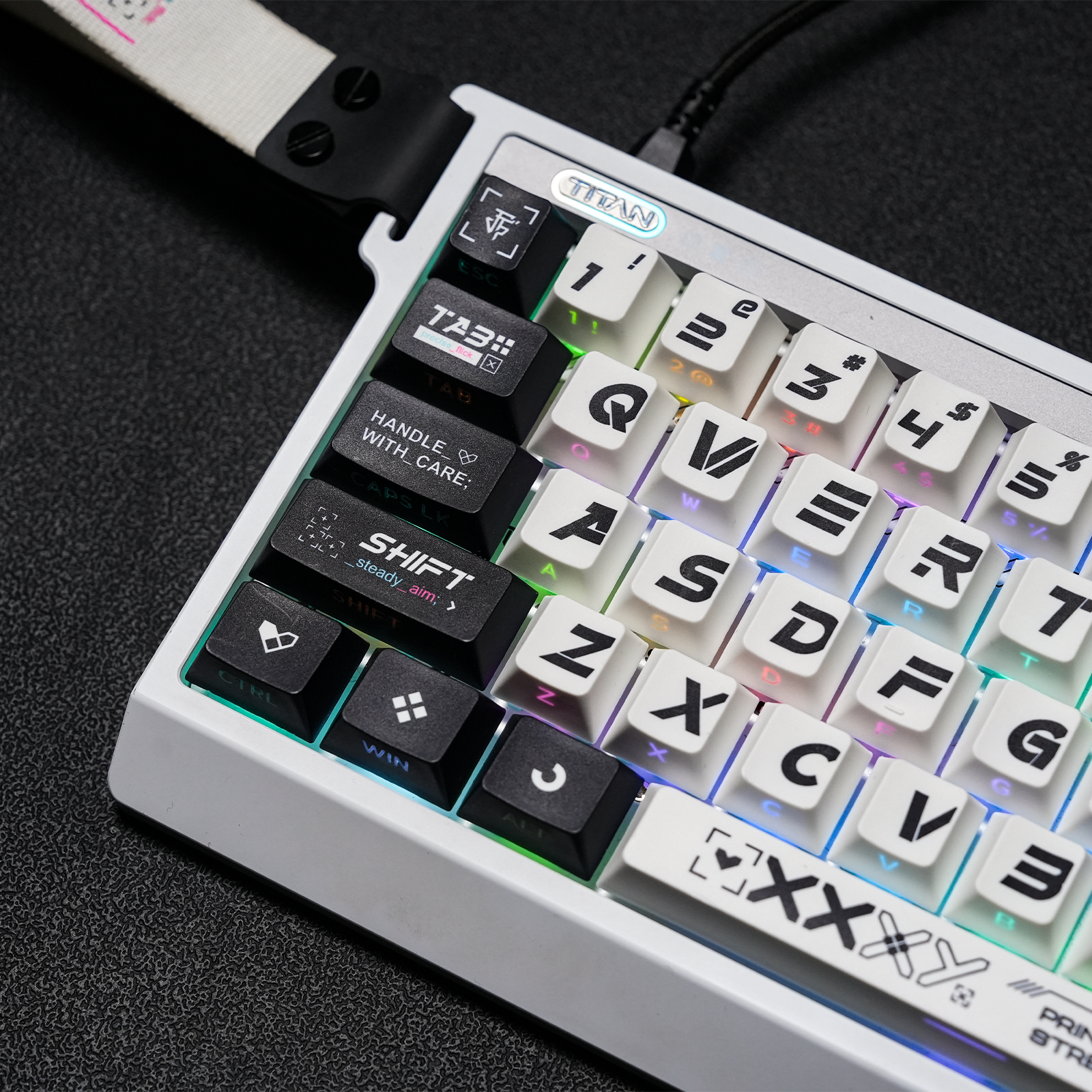 TITANNATION CS2 Printstream Keycaps 130-key OEM PC Dye Sub Compatible with Wooting 60HE V2-Side Caps